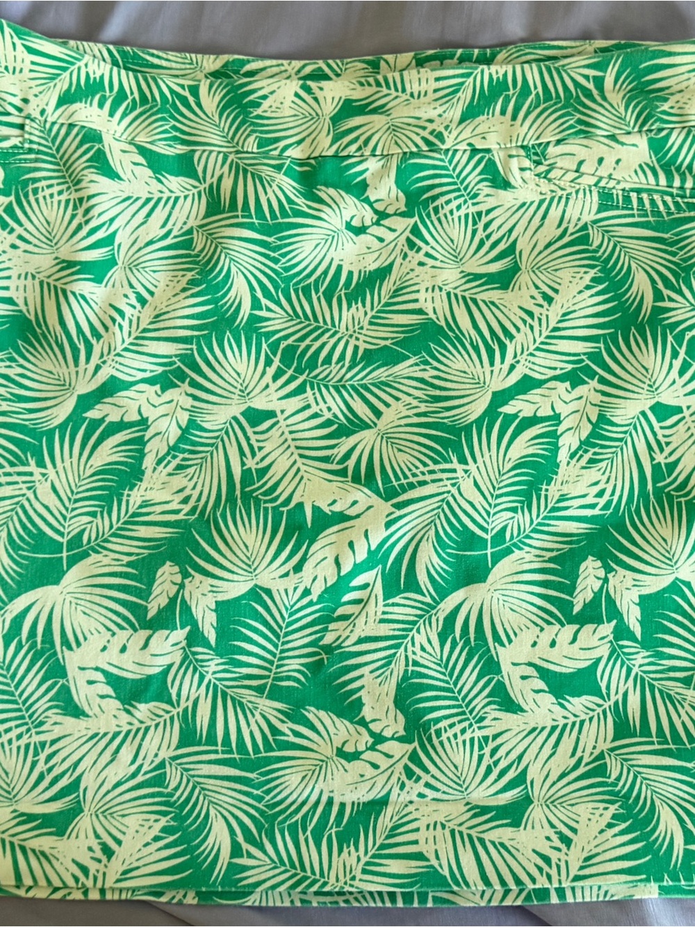 Green Palm Leaf Print Skirt